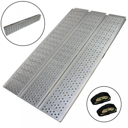 Extra széles rámpa, 215x114 cm összecsukható alumínium rakodó rámpa teherbírása 1020 kg - 340 kg elemenként