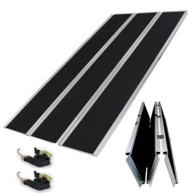 Extra széles rámpa, 215x114x4 cm Grip szalaggal bevont összecsukható alumínium rakodó rámpa