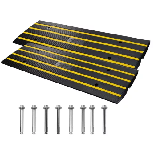 Gumi küszöbrámpa kábelcsatornával 122x40,5x6,5 cm 2 db felhajtó rámpa 15 tonna teherbírás