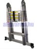 Teleszkópos, kétágú létra, ENYHE SÉRÜÉSSEL! aluminium rögzítőgyűrűkkel, kinyitva 560 cm, összecsukva 91 cm magas. Multifunkciós, változtatható szárhosszú létra