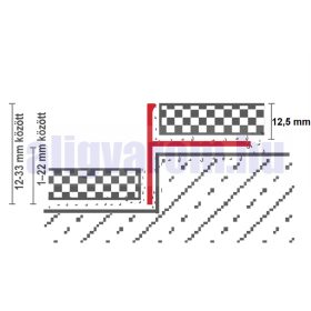 Épített zuhanykabin oldalszegély ferde ék alakú, 12,5mm polírozott profil 2% lejtés jobb oldalra
