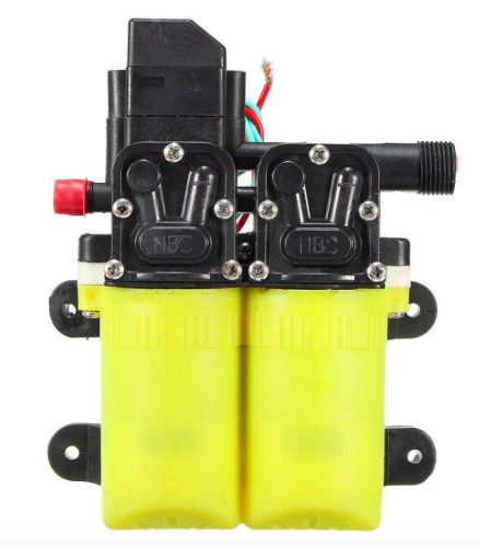 SZÁLLÍTÁS SÉRÜLT! Önfelszívó dupla membrán szivattyú 12V 100W 11 bar 450 l/h pumpa permetező kenőszivattyú keringető vágógép hegesztőgép hűtő szivattyú 