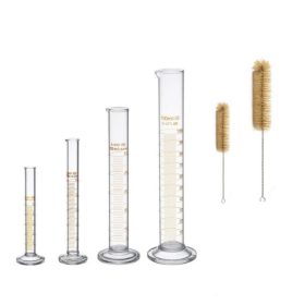   HIÁNYOS! Üveg mérőhenger készlet 4 db folyadékmérő készlet 5 ml 10 ml 50 ml 100 ml mérőhenger négy tartozék kefével