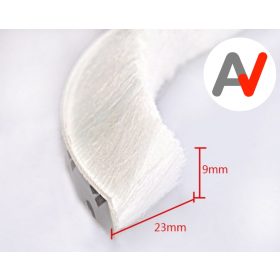 Öntapadós ajtószigetelő kefe, szélfogó üvegajtó kefe fehér 9x23 mm ajtókefe vitrin tömítés