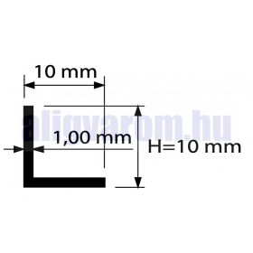   AV L profil eloxált arany alumínium szögprofil sarokprofil 10x10x2000 mm sarokvédő sarokléc élvédő 