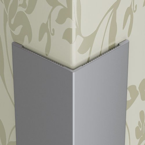 PP Alumínium élvédő sarokprofil eloxált matt ezüst 12x12x2700 mm ragasztásra előkészített sarokvédő sarokléc