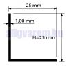 AV L profil polírozott inox hatású eloxált alumínium sarokprofil 25x25x2000 mm sarokvédő sarokléc élvédő szögprofil