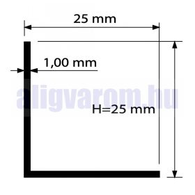   AV L profil polírozott inox hatású eloxált alumínium sarokprofil 25x25x2000 mm sarokvédő sarokléc élvédő szögprofil