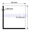 AV L profil polírozott inox hatású eloxált alumínium sarokprofil 30x30x2000 mm sarokvédő sarokléc élvédő szögprofil