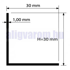   AV L profil polírozott inox hatású eloxált alumínium sarokprofil 30x30x2000 mm sarokvédő sarokléc élvédő szögprofil