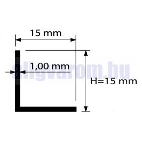 MS Alumínium L profil 15x15x2000 mm mm eloxált sarokprofil