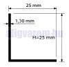 OX Szögprofil eloxált alumínium L profil élvédő sarokprofil 25x25x2000 mm sarokvédő 1,3 mm vastag élvédő sarokléc
