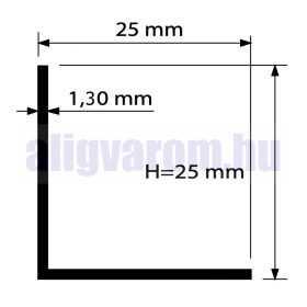   OX Szögprofil eloxált alumínium L profil élvédő sarokprofil 25x25x2000 mm sarokvédő 1,3 mm vastag élvédő sarokléc