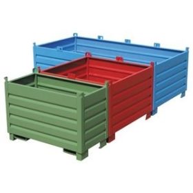   Targoncázható és daruzható fém konténer, gyűjtő és szállító láda, egymásra helyezhető 0,5-1-2 m3 kivitel