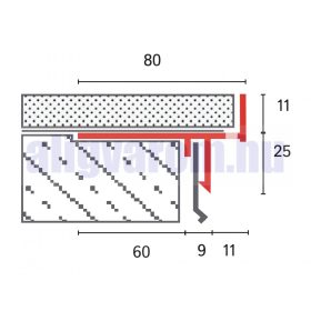   OX Stone kavicsszőnyeg teraszszegély plussz takarólemezzel kiegészíthető vízvető profil 2,5 m élvédő ezüst eloxált alumínium