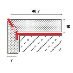   OX Stone KM 10x2500 mm Fekete kőszőnyeg sarokvédő és lépcső szegély 45 fok alumínium kavicsbevonat profil 
