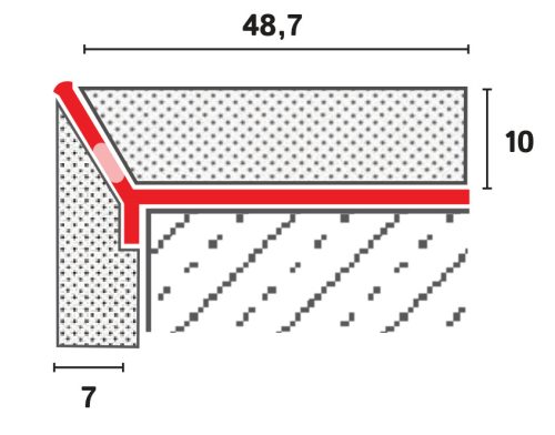 OX Stone KM 10x2500 mm Fekete kőszőnyeg sarokvédő és lépcső szegély 45 fok alumínium kavicsbevonat profil 
