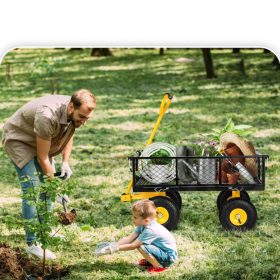   Összecsukható, platóvá alakítható fém kerti szállítókocsi 227 kg teherbírás, levehető oldalfalakkal, 25 cm-es terepjáró kerekekkel, acélvázból, kertbe és udvarra
