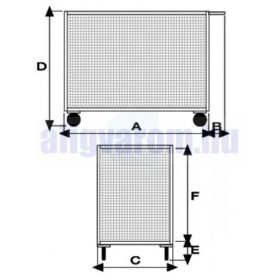   Szállítókocsi 350 kg teherbírású rozsdamentes acélból 3 hálós oldallal