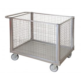   Szállítókocsi 350 kg teherbírású rozsdamentes acélból 4 hálós oldallal