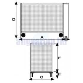   Szállítókocsi 350 kg teherbírású rozsdamentes acélból 4 hálós oldallal