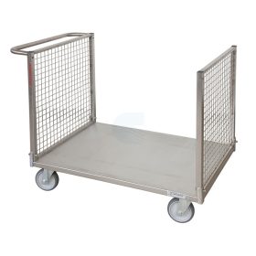   Szállítókocsi 350 kg teherbírású rozsdamentes acélból 2 hálós oldallal
