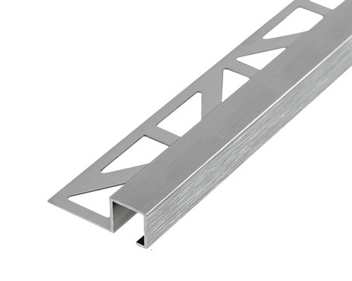 OX 10 mm Csempeszegély Q négyzet szögletes 10x2500 szálcsiszolt ezüst alumínium kocka keresztmetszet