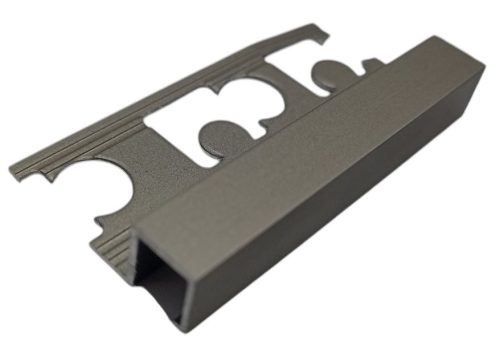 AV 12 mm Csempe sarokprofil szögletes pezsgő titán matt eloxált alumínium csempeszegély kocka forma hidegburkolat burkolóprofil 12x2700 mm