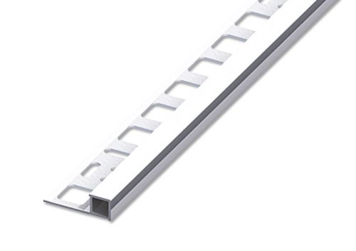 AV 8 mm Csempe sarokprofil szögletes ezüst polírozott króm alumínium csempeszegély kocka forma hidegburkolat burkolóprofil 8x2700 mm