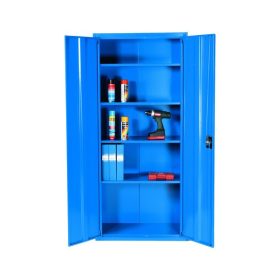   Acélszekrény kék Swed-3 acél szerszámos szekrény 4 db tároló polccal 70 kg/polc teherbírás 2000 x 1000 x 500 mm