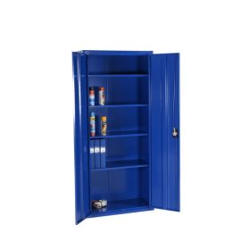   Acélszekrény kék Swed-180 acél szerszámos szekrény 4 db tároló polccal 70 kg/polc teherbírás 1800 x 800 x 400 mm