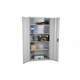   Acélszekrény szürke Swed-3 acél szerszámos szekrény 4 db tároló polccal 70 kg/polc teherbírás 2000 x 1000 x 500 mm