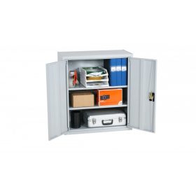   Acélszekrény szürke Swed-100 acél szerszámos szekrény 2 db tároló polccal 70 kg/polc teherbírás 1000x1000x500 mm