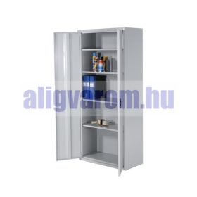 Acélszekrény szürke Swed-180 acél szerszámos szekrény 4 db tároló polccal 70 kg/polc teherbírás