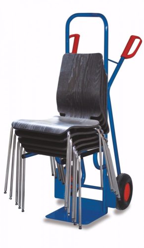 Székszállító kocsi 300 kg teherbírású molnárkocsi fel- és levehető székrakodó karral. A rakodó felület mérete 30 x 25 cm 