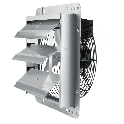 Fali elszívó ventilátor – 38 cm átmérőjű, 45 W teljesítményű, 1800 m³/h légszállítású ipari fali ventilátor automatikus zárólamellával