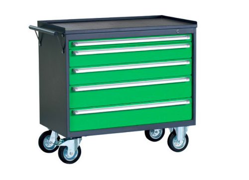 Szerszámos kocsi 5 fiókos műhelykocsi 970x540x850 mm 450 kg teherbírású önbeálló, fékezhető kerékkel