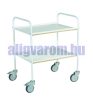 Kétszintes szervizkocsi, húzható kézikocsi 150 kg teherbírás, fékezhető kerekek 510x710 mm cm-es rakfelület kerettel kék vagy fehér színben,
