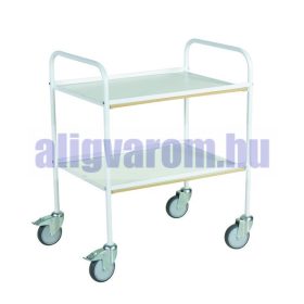   Kétszintes szervizkocsi, húzható kézikocsi 150 kg teherbírás, fékezhető kerekek 510x710 mm cm-es rakfelület kerettel kék vagy fehér színben,