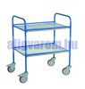 Kétszintes szervizkocsi, húzható kézikocsi 150 kg teherbírás, fékezhető kerekek 510x710 mm cm-es rakfelület kerettel kék vagy fehér színben,