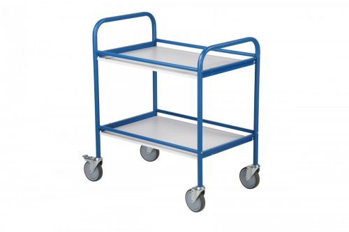 Kétszintes szervizkocsi, húzható kézikocsi 150 kg teherbírás, fékezhető kerekek 510x710 mm cm-es rakfelület kerettel