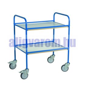   Kétszintes szervizkocsi, húzható kézikocsi 150 kg teherbírás, fékezhető kerekek 510x710 mm cm-es rakfelület kerettel