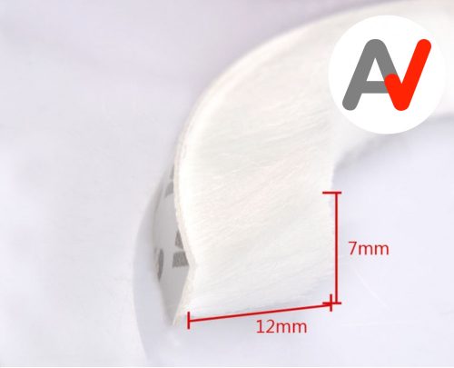 Öntapadós ajtószigetelő kefe, szélfogó üvegajtó kefe fehér 7x12 mm ajtókefe vitrin tömítés