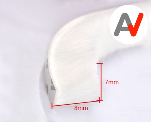 Öntapadós ajtószigetelő kefe, szélfogó üvegajtó kefe fehér 7x8 mm ajtókefe vitrin tömítés