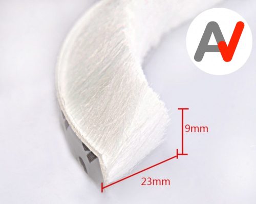 Öntapadós ajtószigetelő kefe, szélfogó üvegajtó kefe fehér 9x23 mm ajtókefe vitrin tömítés