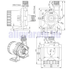   12V 24W 900 l/h Keringető szivattyú nagyteljesítményű víz szivattyú pumpa IP68-vízmentes 1/2" 