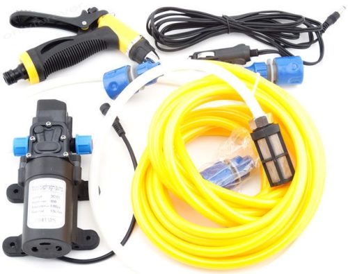 12V autómosó készlet szivargyújtó csatlakozóval. 12V 80W önfelszívó szivattyú + slag + locsoló fej