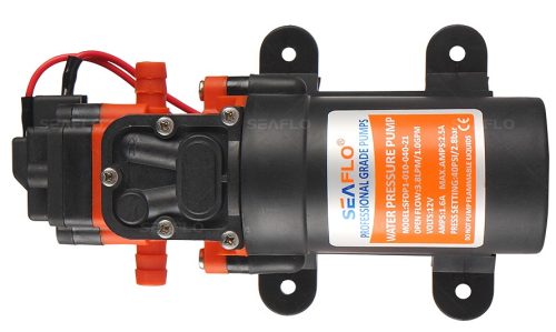 Önfelszívó membrán szivattyú Seaflo 12V 48W 230 liter/óra 2,8 bar pumpa permetező keringető vágógép hegesztőgép szivattyú 