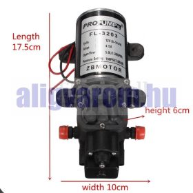   Membrán szivattyú 12V 55W 4,8 bar 300 l/h nagynyomású pumpa 300 liter/óra permetezőgép szivattyú, permetező keringető szivatyú