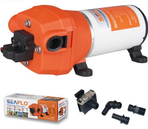 Nagyteljesítményű szivattyú Seaflo 24V 180W 2,8 bar 1020 l/h egyenáramú önfelszívós nagynyomású pumpa 1/2" csatlakozó 17 liter/perc permetezőgép